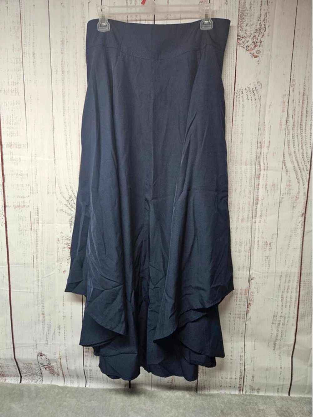 Women’s XL Navy Blue High Low Maxi Skirt Flowy Asymmetrical Hem Polyester